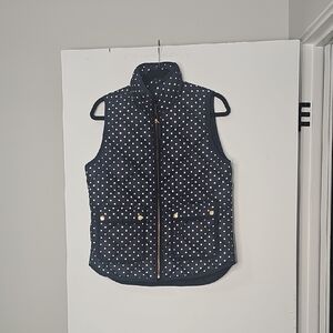 J. Crew Navy and White Polka Dot Vest